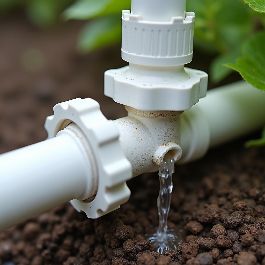 Cañerías de PVC instaladas para la recirculación de agua en el sistema de acuaponía